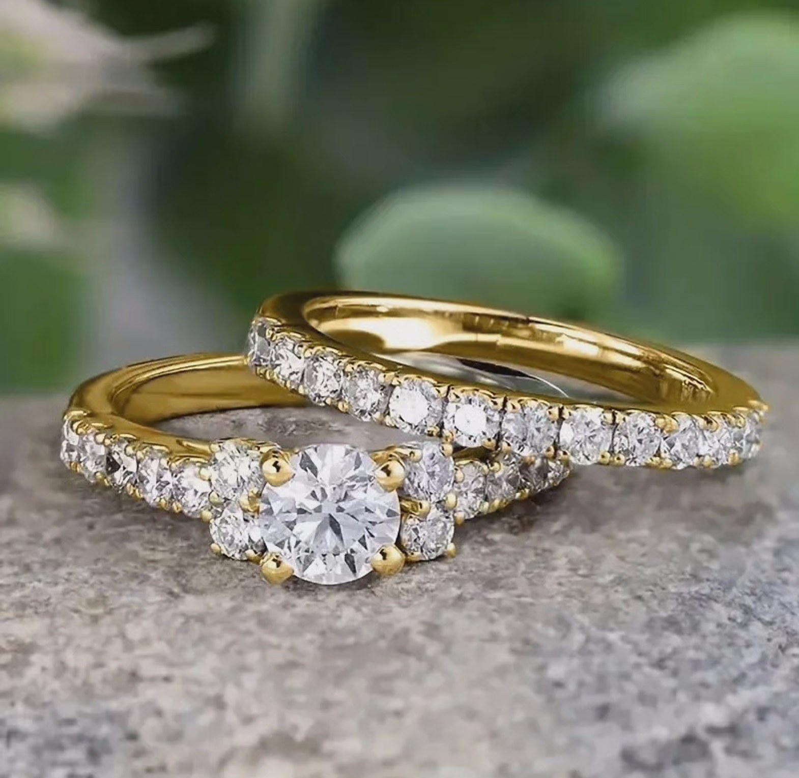 Double cubic zirconia ring set image