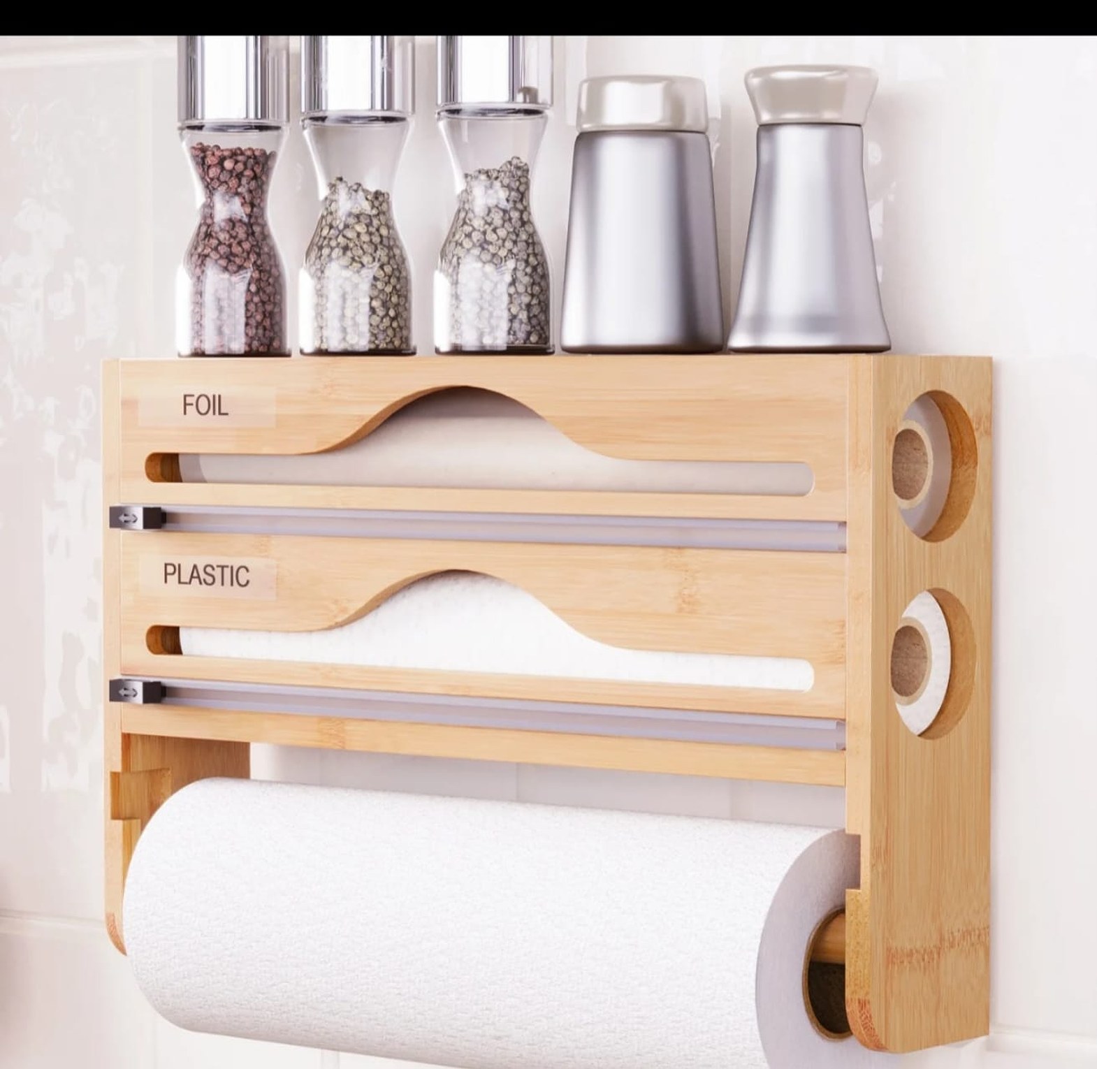 Bamboo 3-in-1 Wrap Dispenser & Towel Holder image