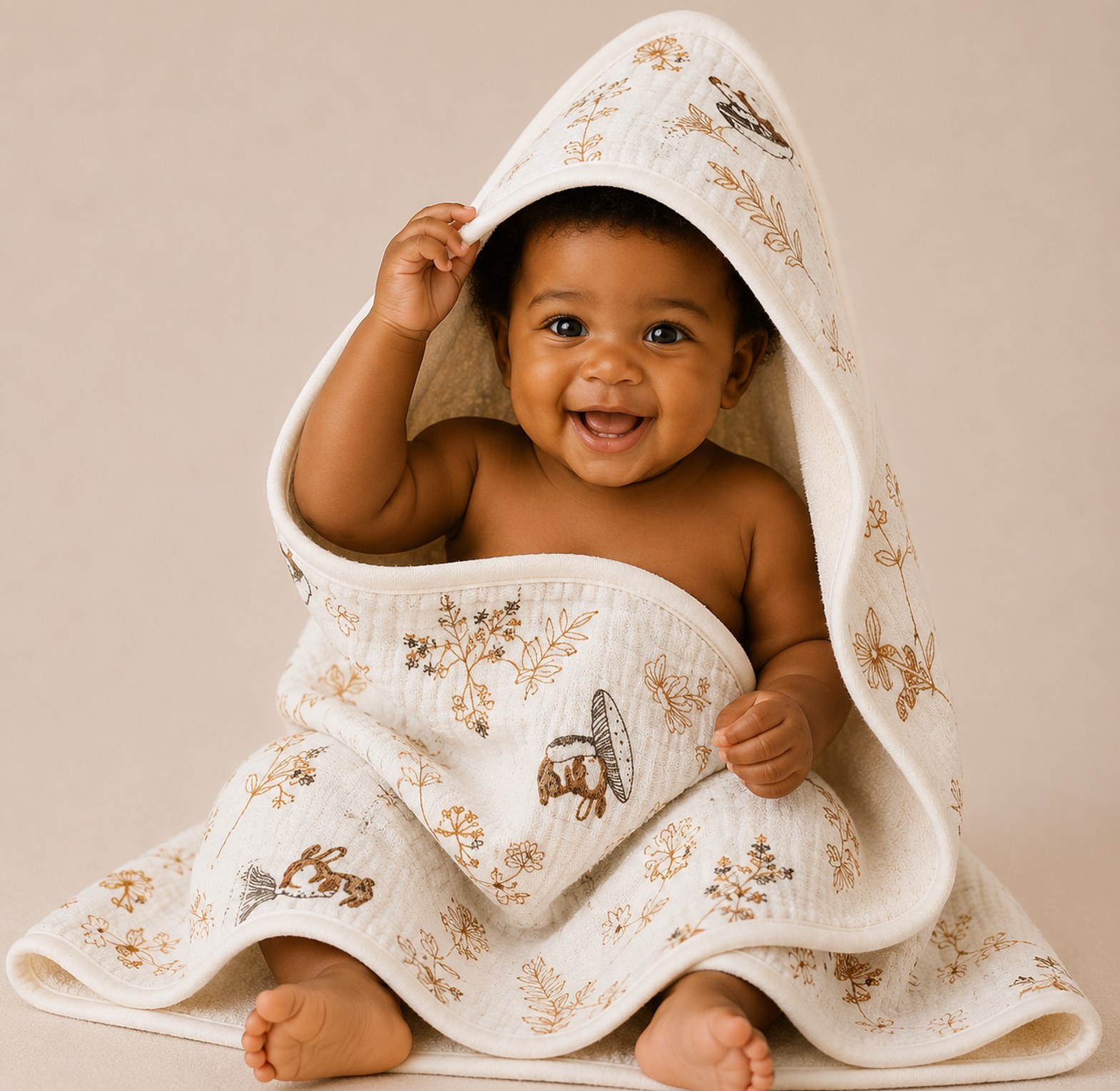 Premium Muslin Cotton Hooded Baby Towel image