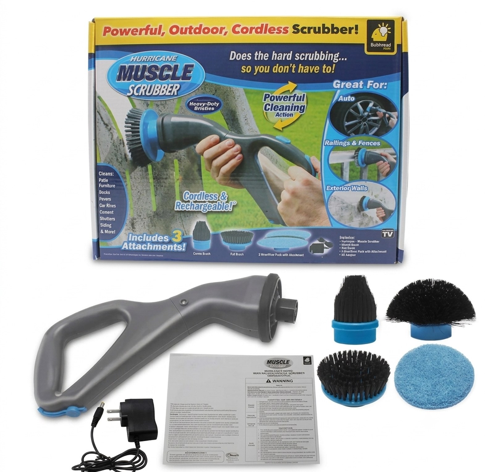 Hurricane Muscle Scrubber Cordless Electric Cleaning Brush for Bathroom Tiles & Kitchen Grease image