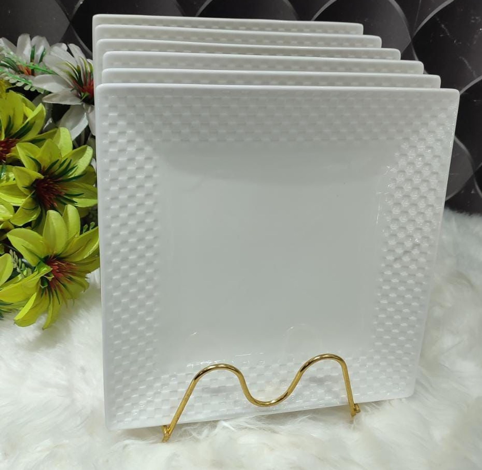 Generic 6pc ceramic square Dinner  plates  image