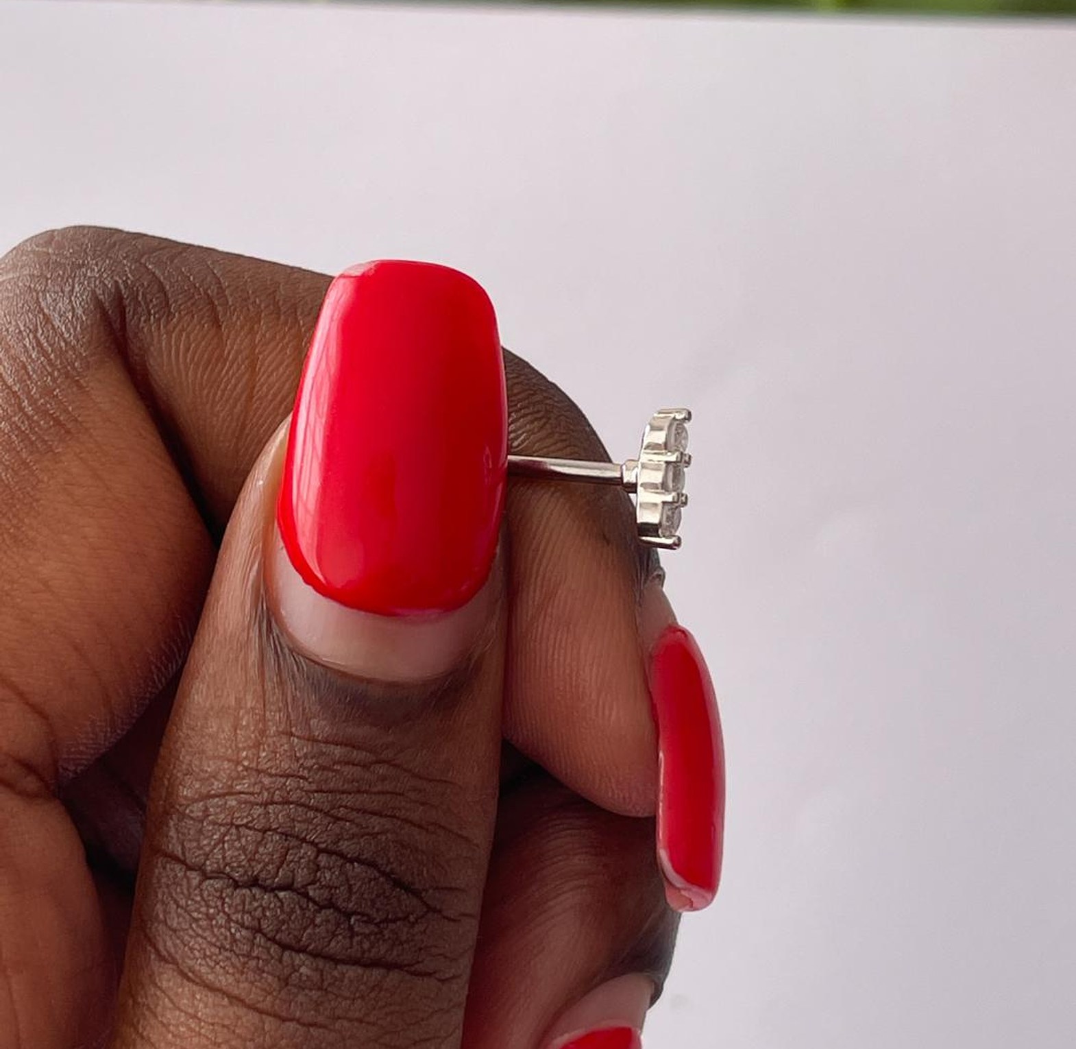 Triple CZ Cluster Stud Earring image