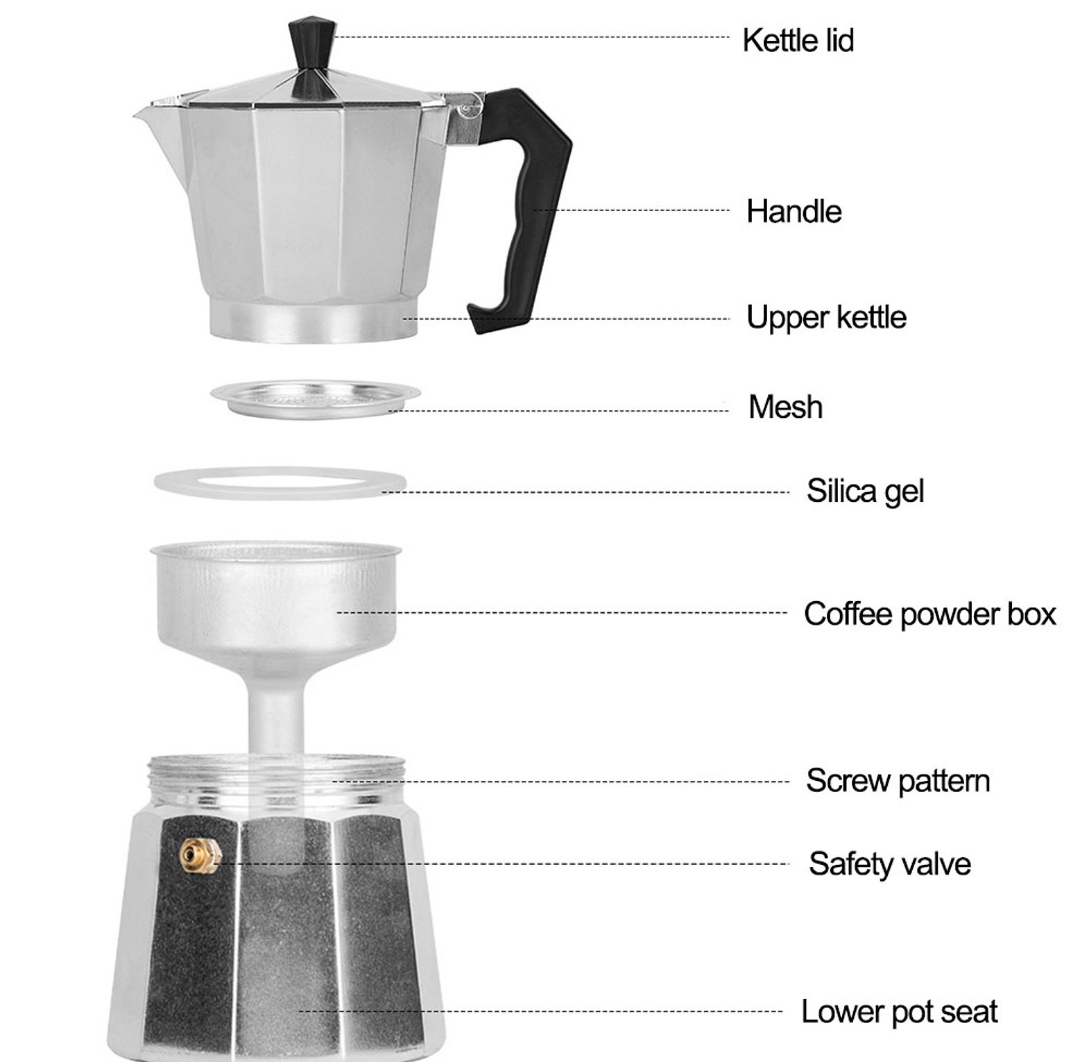 600ml Aluminum Moka Pot Stovetop Espresso Maker - 12 Cup Large Mocha Pot for Gas & Electric Stoves - XL Coffee Brewer image