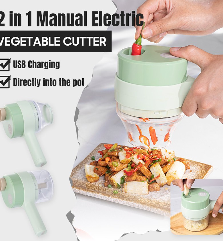 4-in-1 Portable Electric Vegetable Chopper & Slicer – USB Rechargeable Kitchen Tool image
