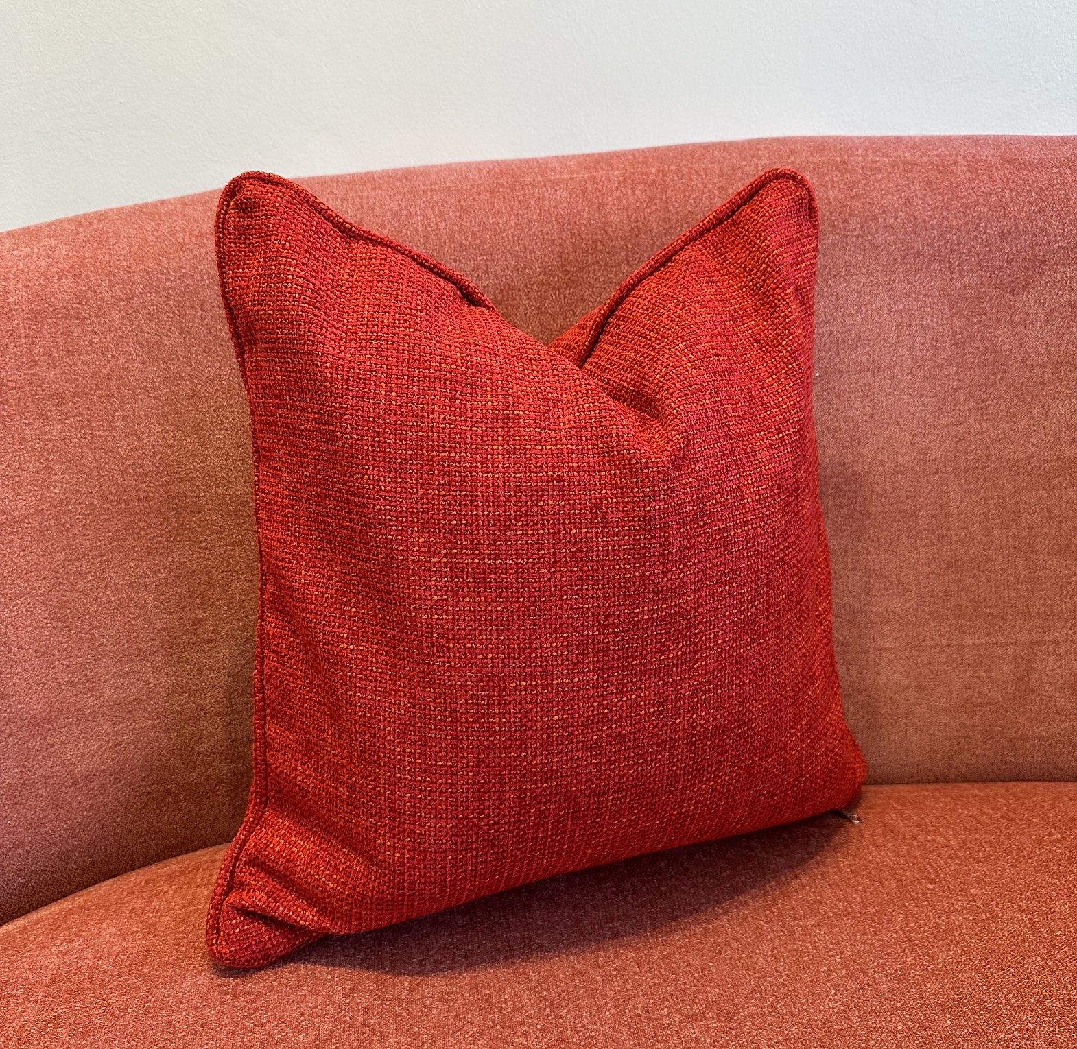 Native red chenille cushion cover. image