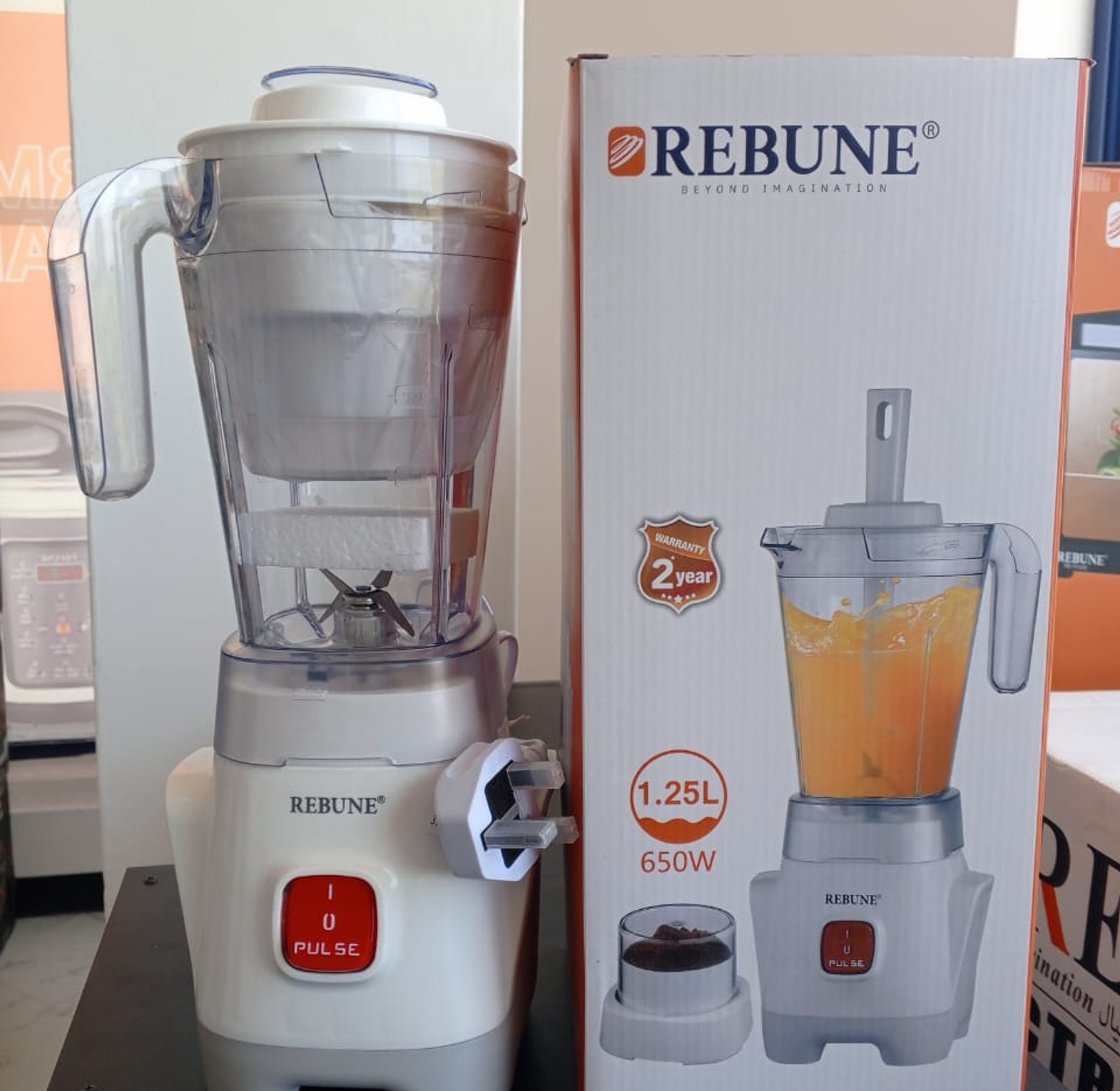 BLENDER. Rebune 2-in-1 Blender With Grinder Quality Motor Stainless Steel Blender With Grinding Machine 1.25ltrs Jug HIGHLY RECOMMENDED image