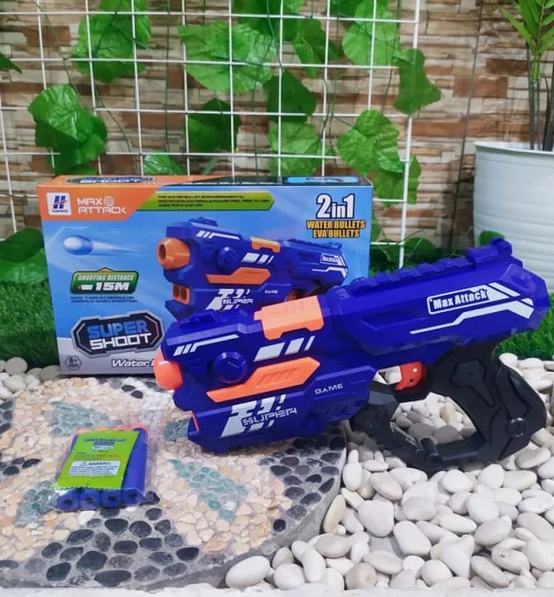 2-in-1 Foam Dart & Water Gel Ball Blaster Toy Gun – Long Range Soft Bullet Launcher for Kids image