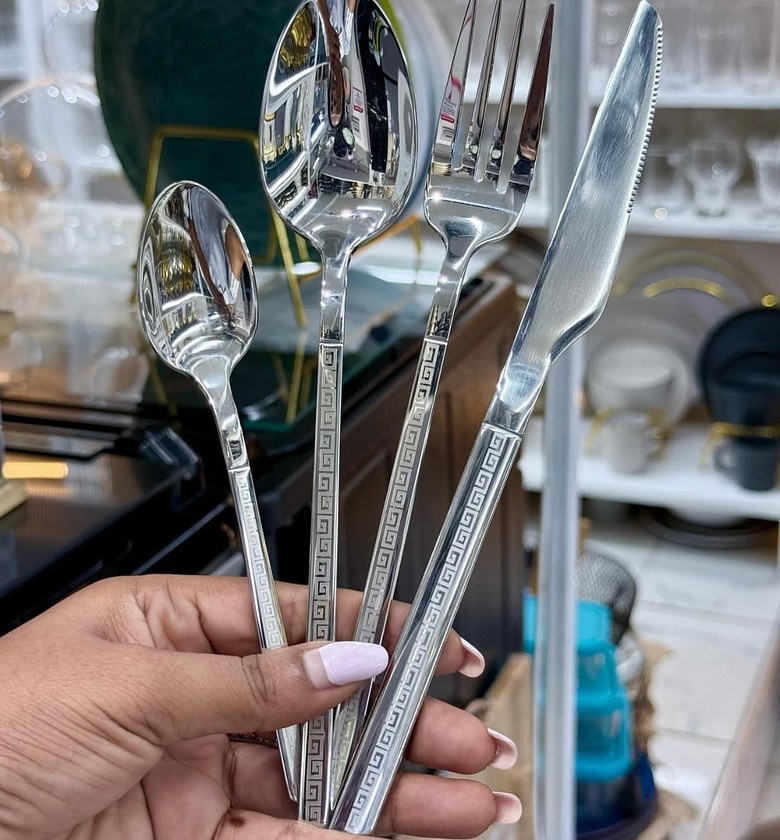 Cutlery Set /Premium Hammered Stainless Steel Flatware Spoon Set image