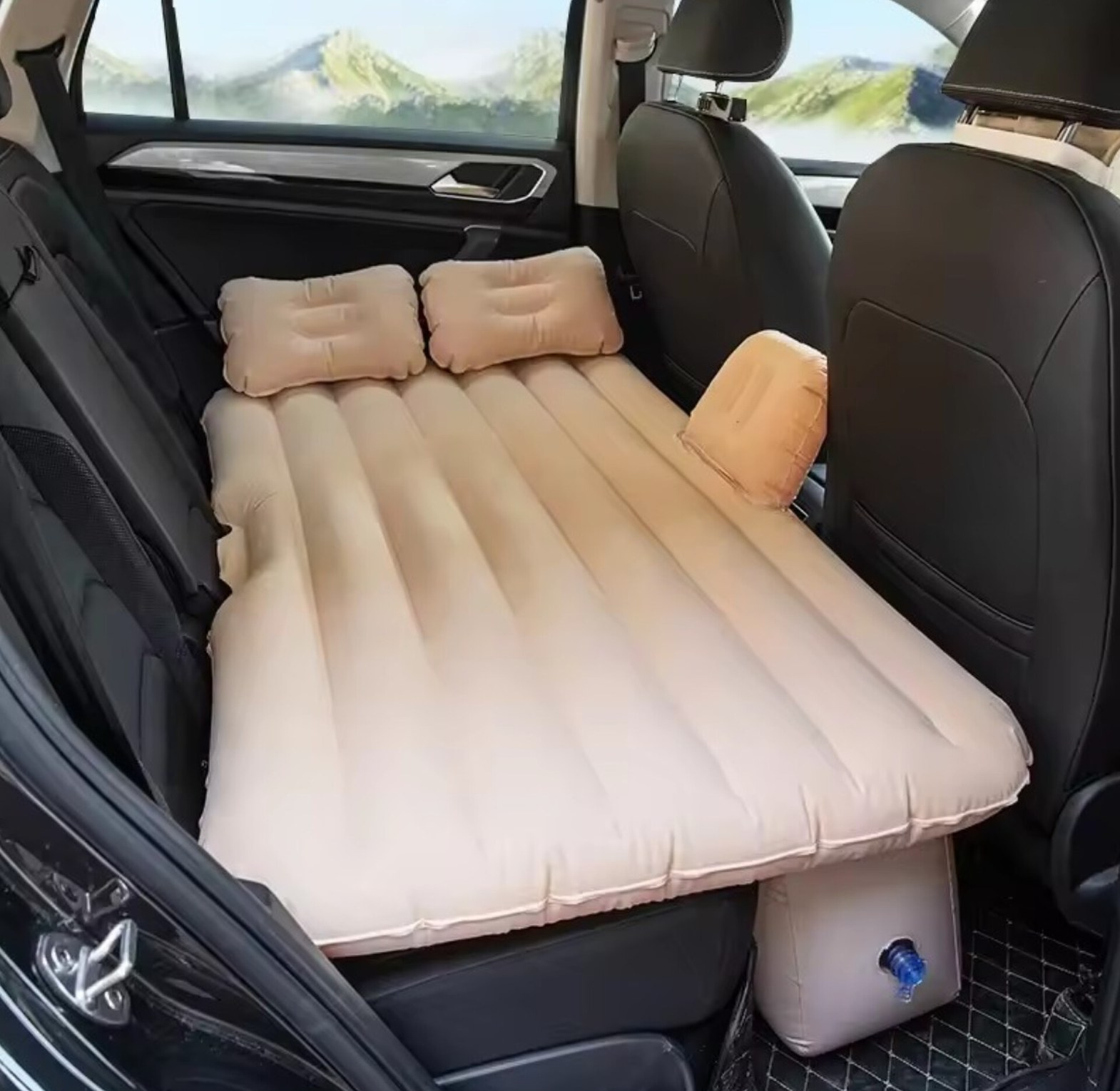 Universal Inflatable Car Mattress Back Seat Air Bed with Electric Pump and Pillows for Travel Camping and Road Trips image