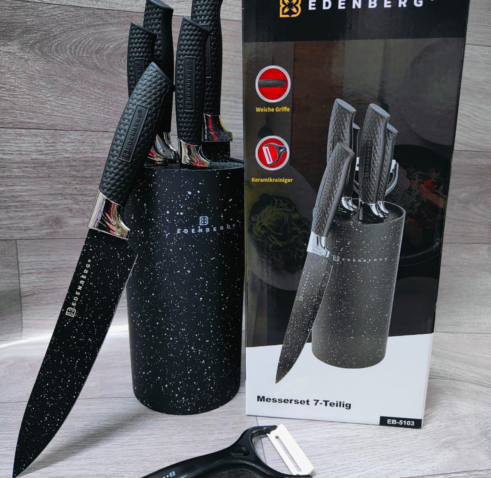 EDENBERG Best Quality White/Black Knife Set Now Available image