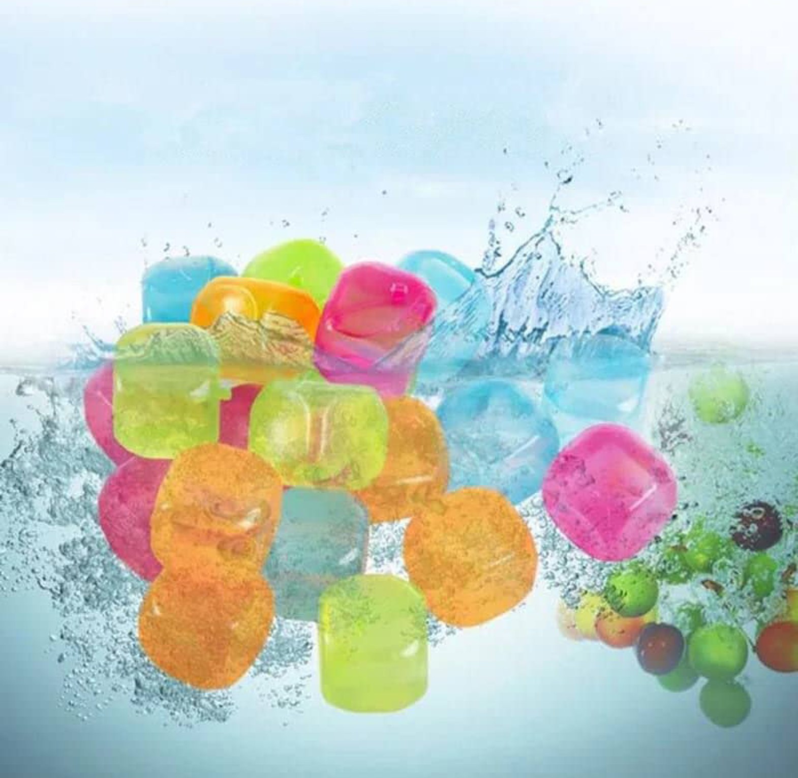 20pcs Reusable Plastic Ice Cubes - Multicolored Non-Diluting Beverage Chillers for Cocktails & Juice - BPA Free image