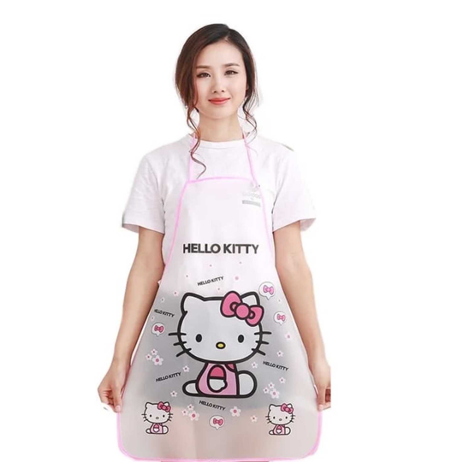 Kids Waterproof PVC Art & Kitchen Apron - Oil-Proof School Painting Apron for Girls - Hello Kitty/Minnie Mouse image