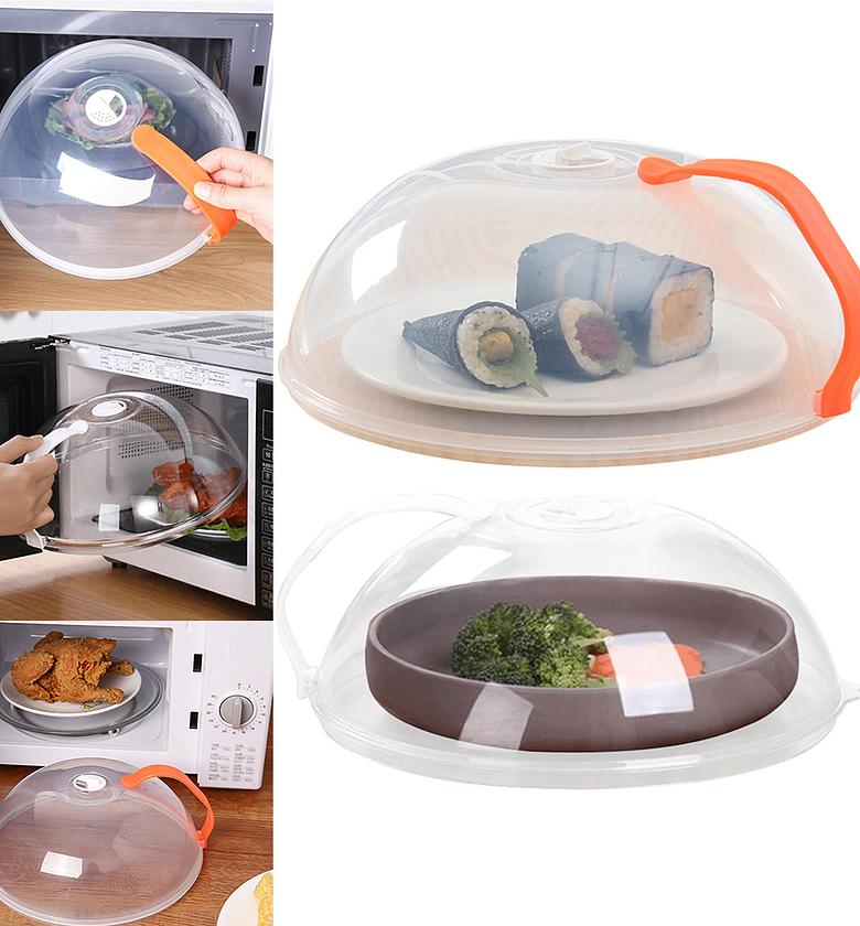 Universal Microwave Plate Cover with Handle & Steam Vent - Heat Resistant Anti-Splatter Food Guard for Microwaves & Dining Tables image