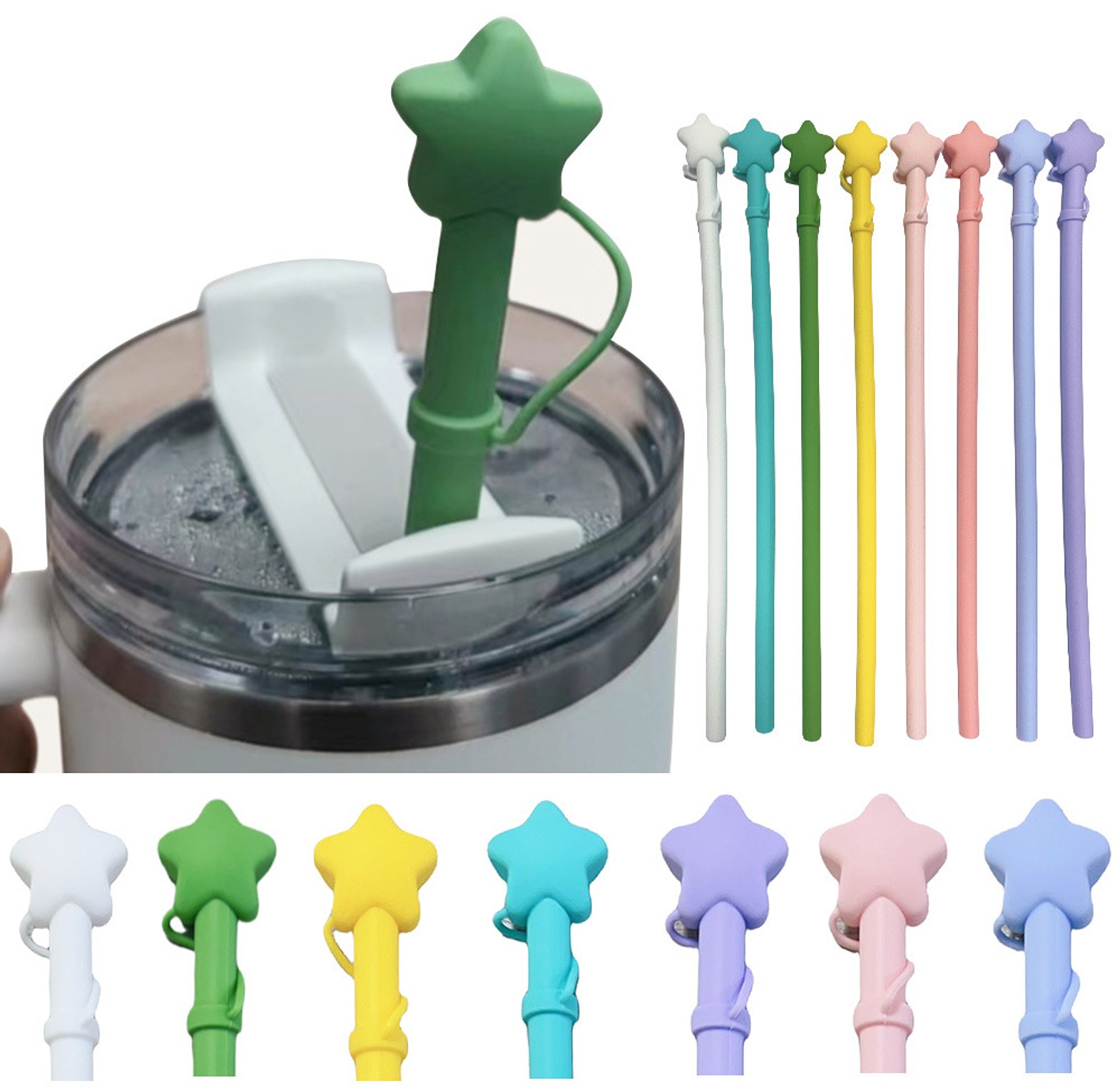 Silicone Straw With Star Straw Cap image