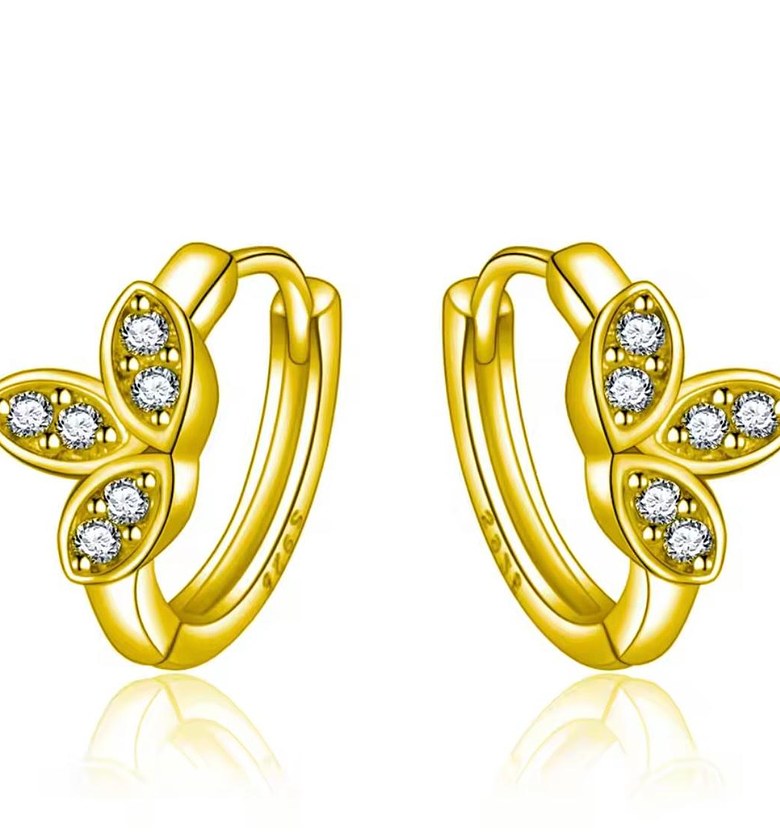 Golden Pavé Butterfly Huggie Hoops image