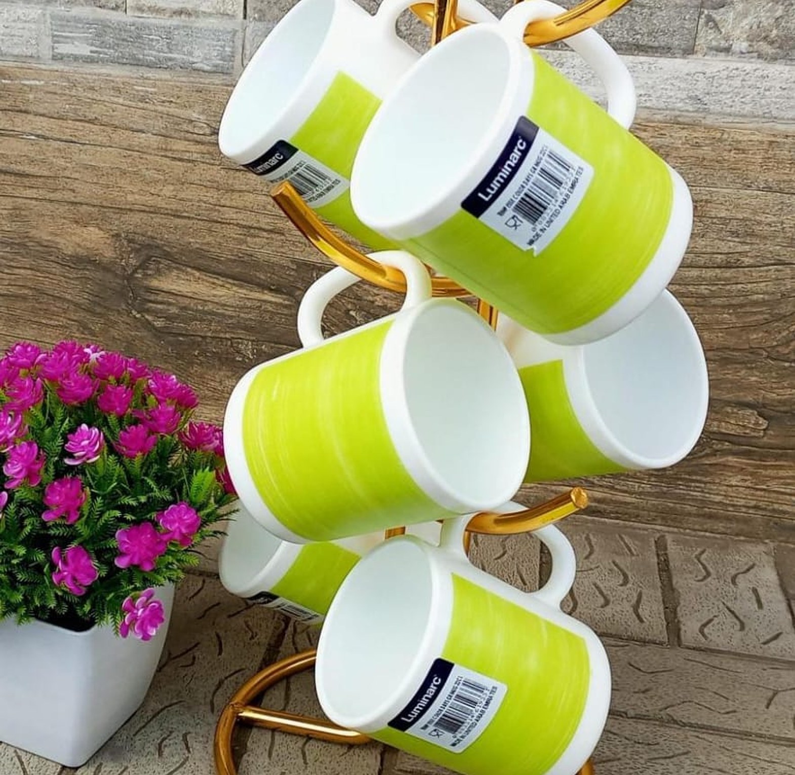 High Quality Luminarc 6 Pc Plain/colored  White Mugs image