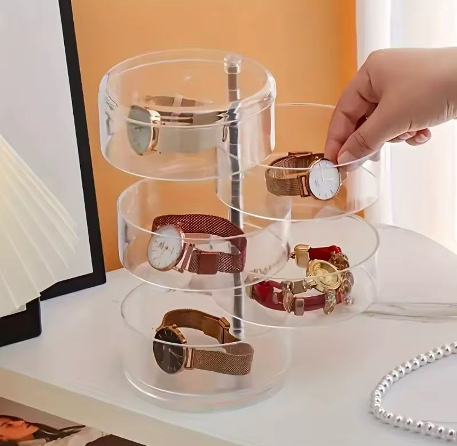 Transparent Rotating Jewelry Box Three-layer image