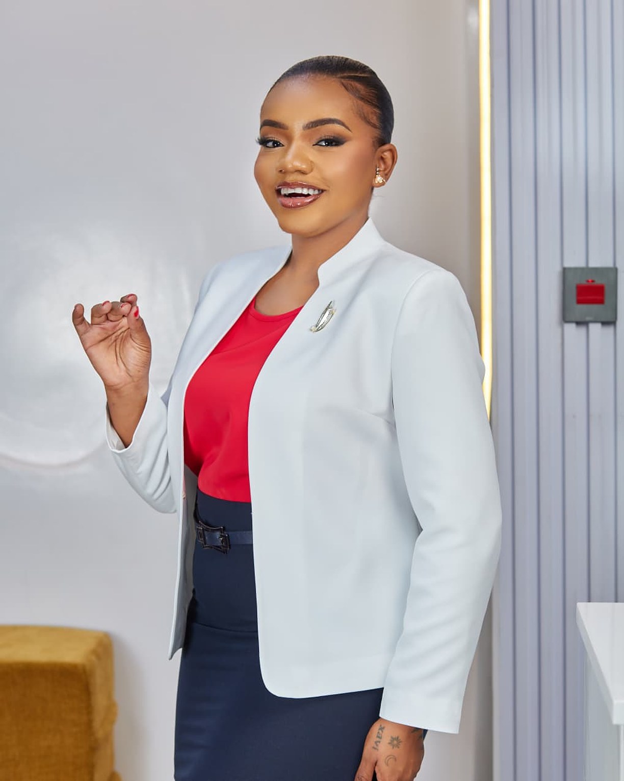 Premium Turkish White Chinese Collar Blazer image