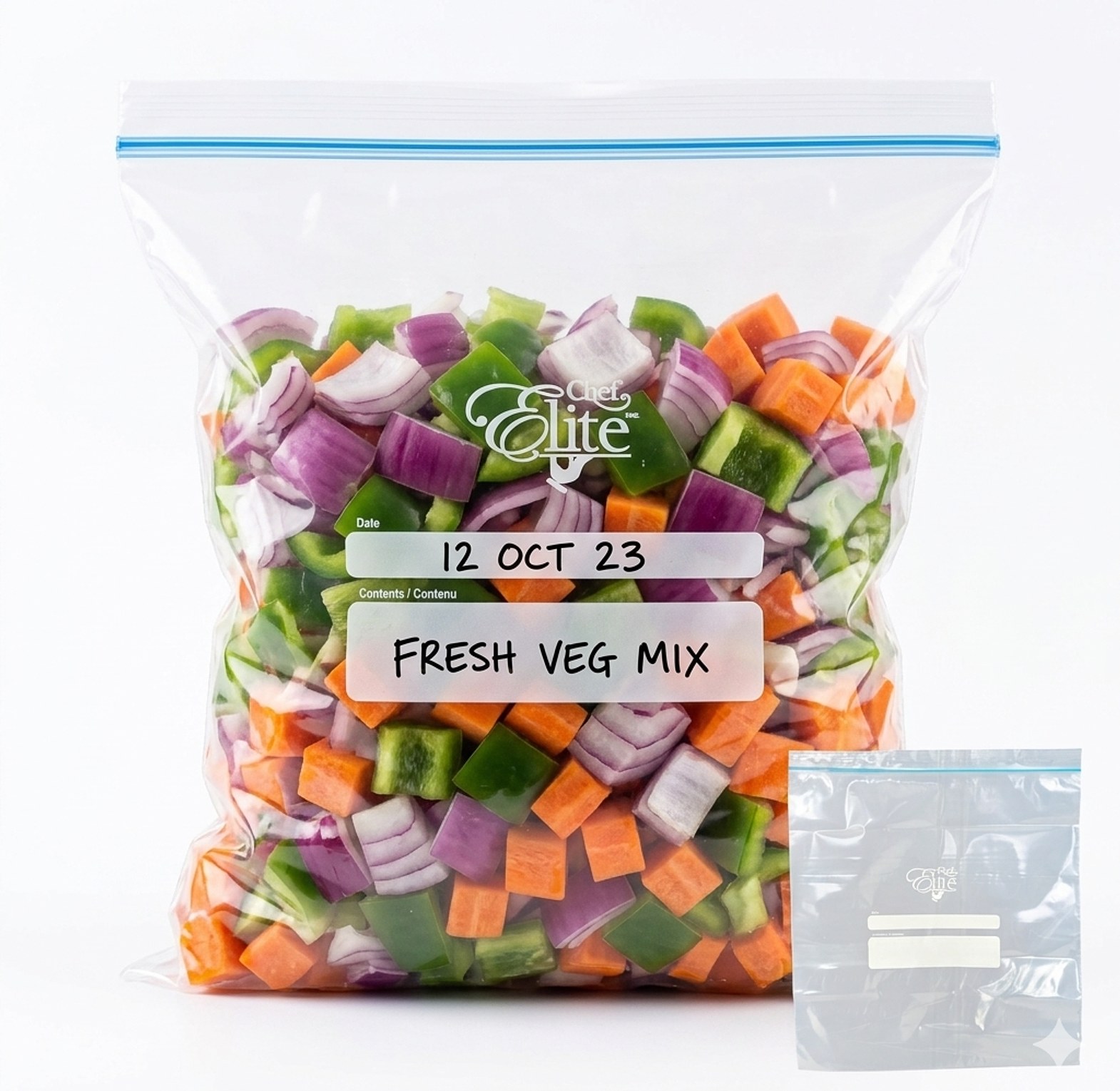 Chef Elite Heavy Duty Large Zipper Freezer Bags (12 Pack) - 2kg Capacity BPA-Free Food Storage - Durable Kitchen Seal Bags image