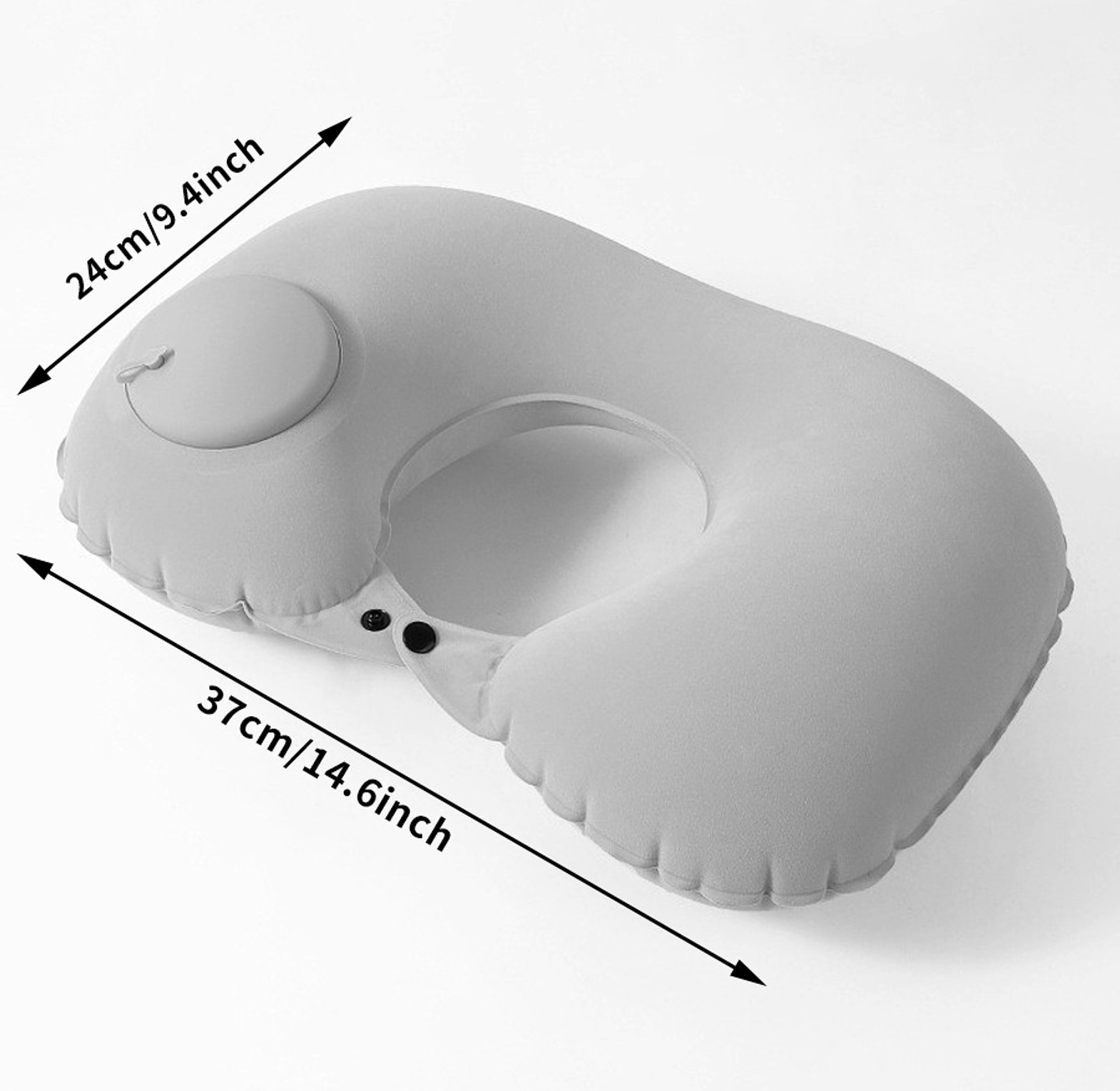 Inflatable Travel Neck Pillow with Built-in Pump & Soft Velvet Cover for SGR, Flight & Bus Travel - Ergonomic Portable Neck Support image