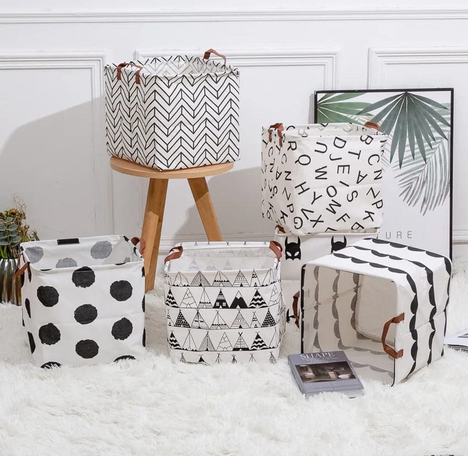 Foldable Cotton & Linen Laundry Basket 1PCS image