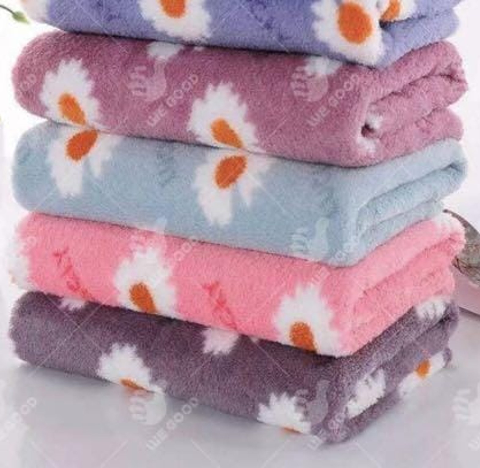 5pc Coral Fleece Square Absorbent Cloth or Towel image