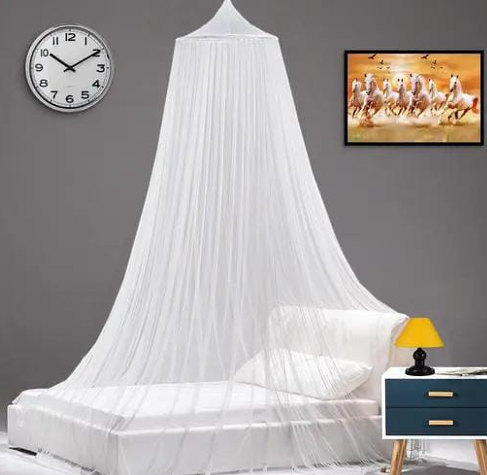 Universal size Round Mosquito Net For Single Bed-FREE SIZE. image