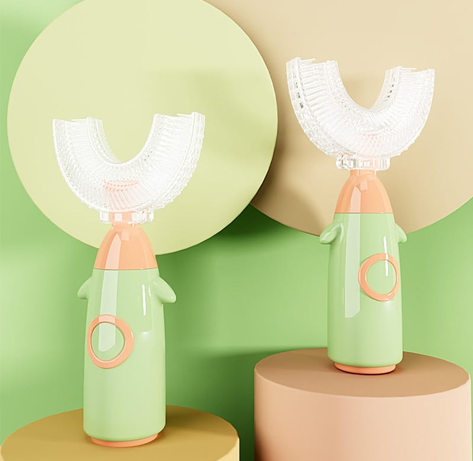Children U-shaped Toothbrush Silicone Washable Manual Cleaning Tooth Brush image
