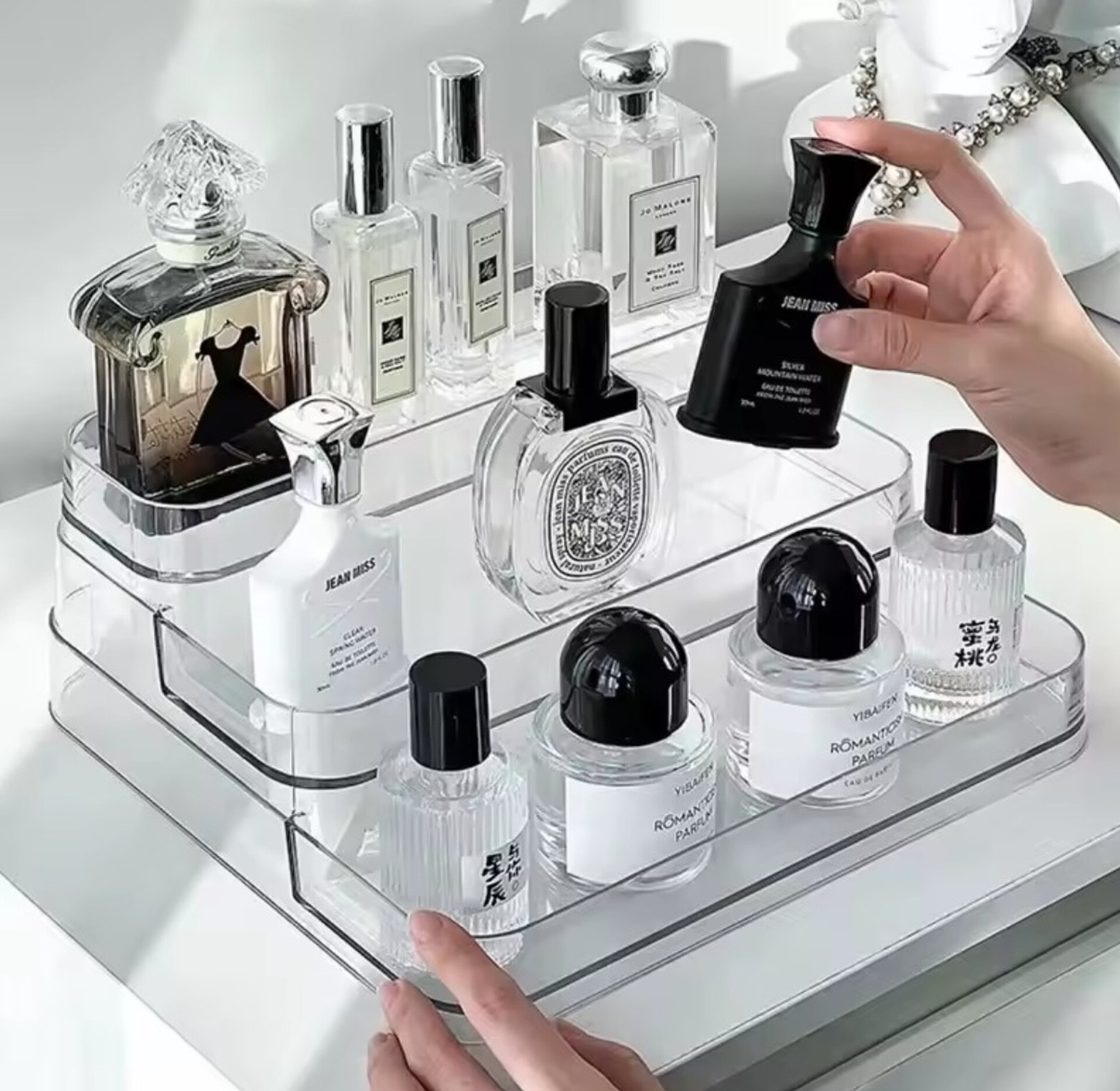 3 Tier Clear Acrylic Storage Organizer - Tiered Display Stand for Perfumes, Skincare & Spices image