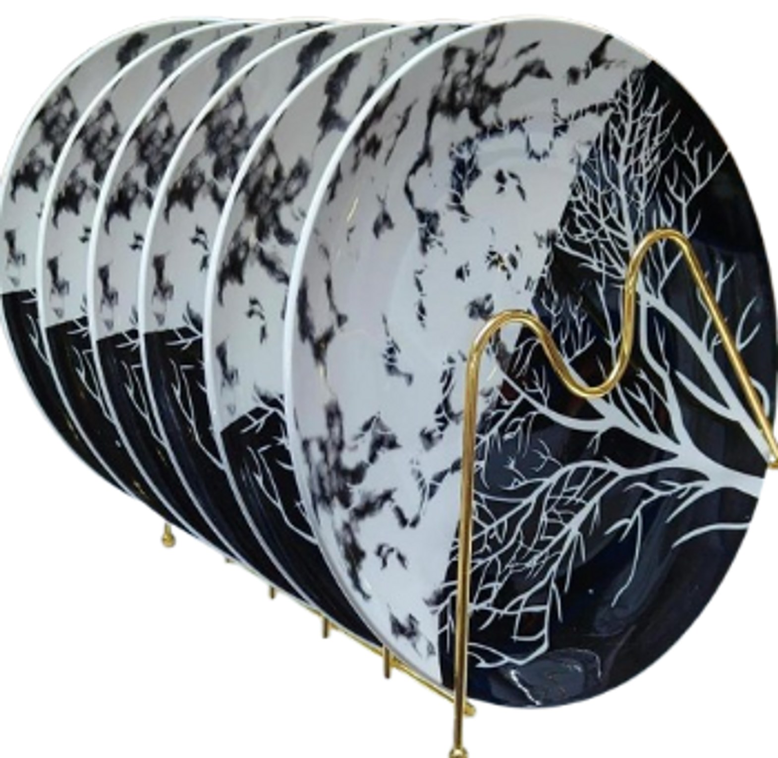 6-Piece Ceramic Tree Design Dinner Plate Set image