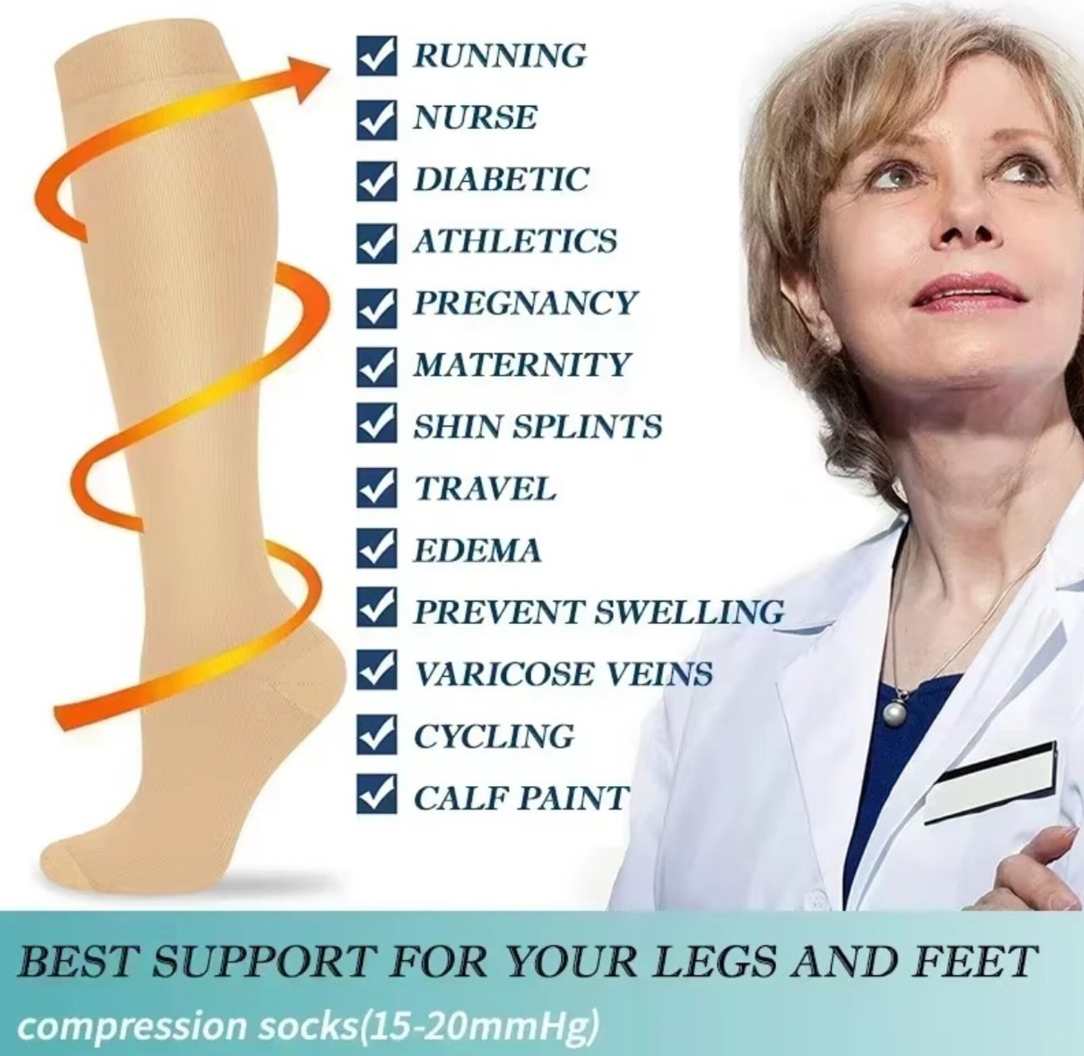 Medical Compression Socks for Varicose Veins, Swelling Relief & Enhanced Circulation image