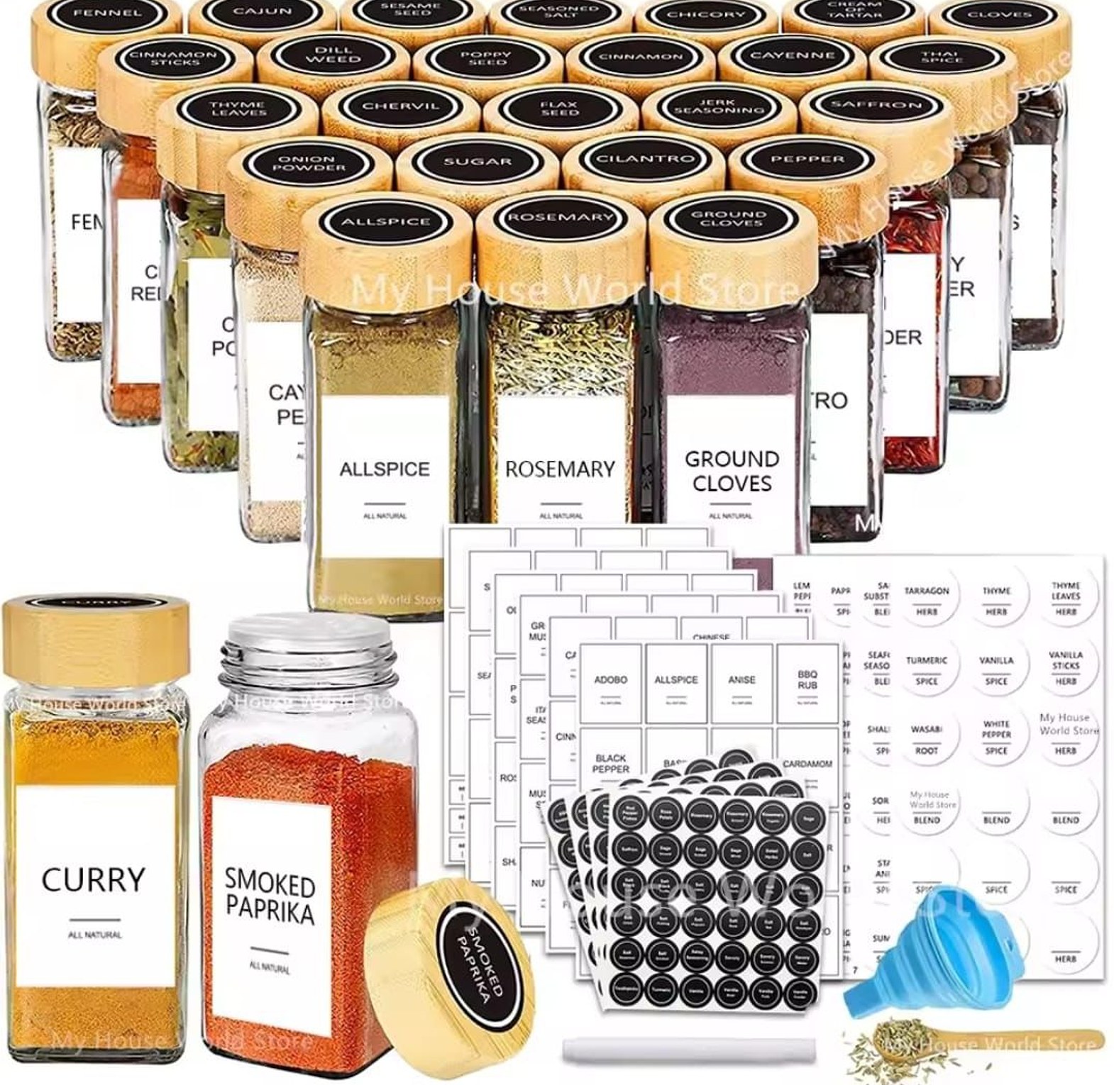 29pcs set glass storage spice jars with bamboo lid image