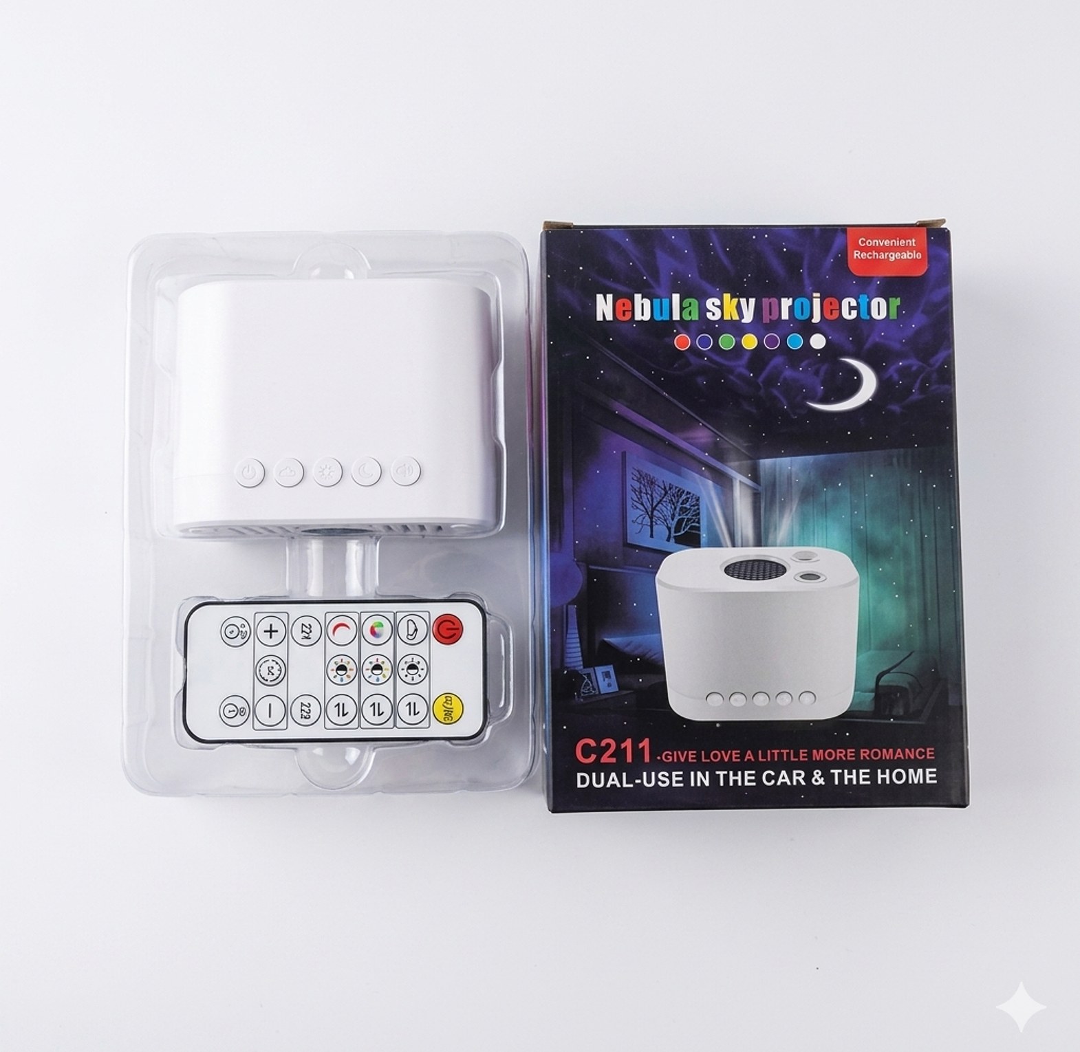 LED Galaxy Projector Starry Night Light with Moon & Nebula Clouds for Bedroom Ambiance image