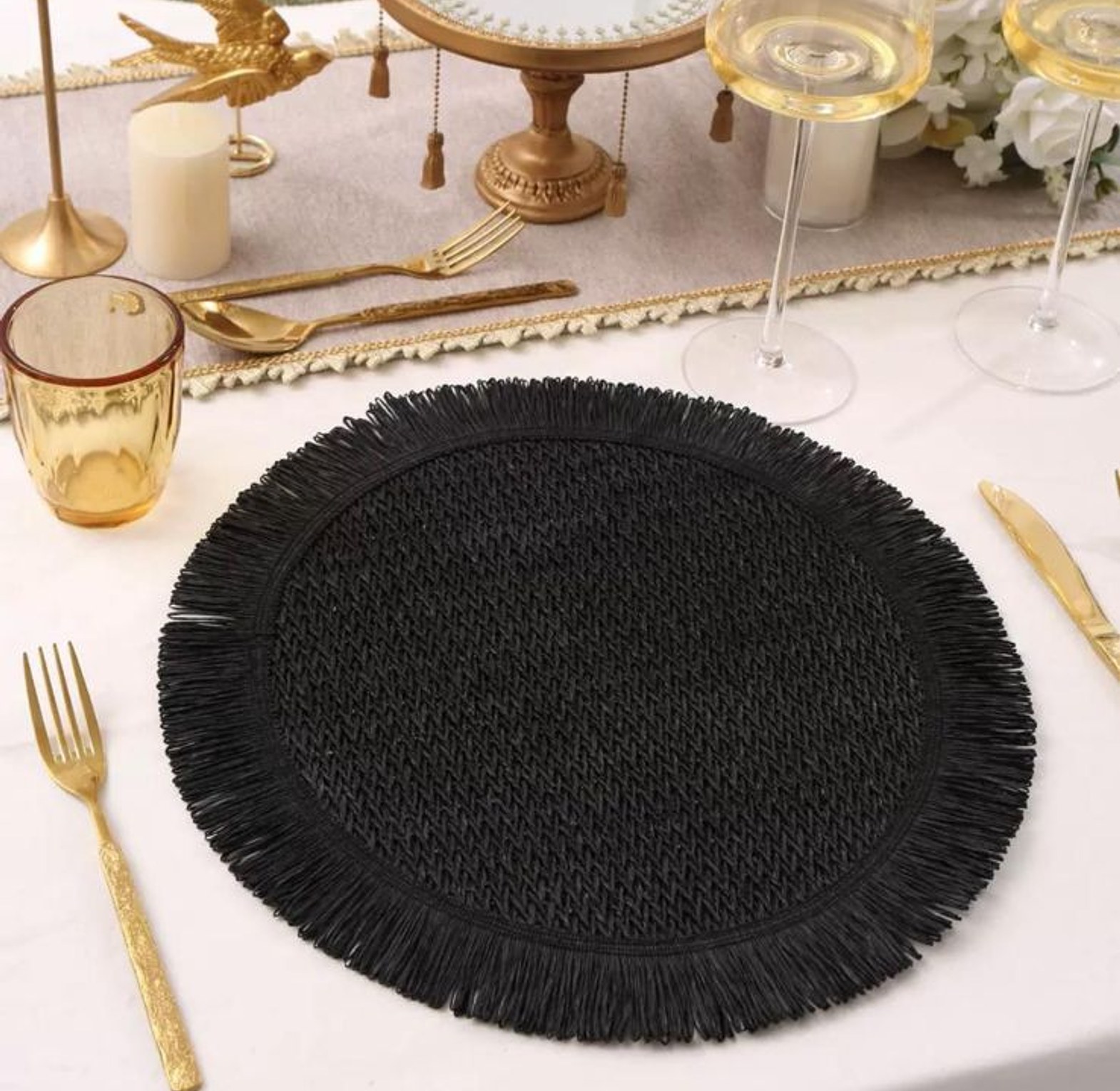 : 6-Piece Nordic Tassel Woven Table Mat Set – Heat Resistant & Non-Slip Placemat Collection image