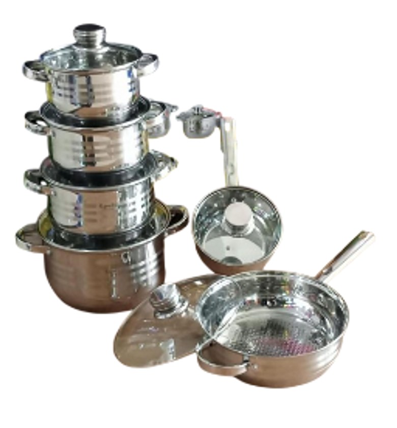 Signature 12 PCs Stainless Steel Cookware Set With Glass Lids & Induction Base image