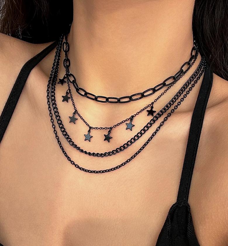 Black star layered chain image