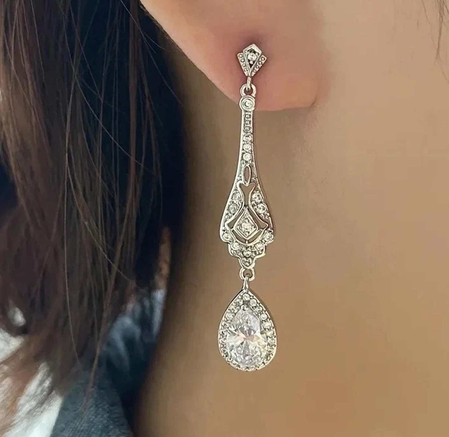 Long Cubic Zirconia  earring image