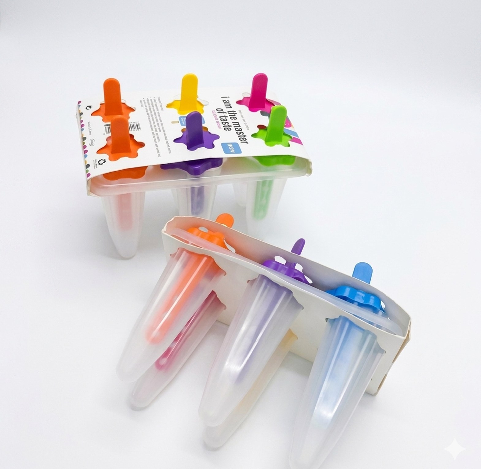 6-Cell Reusable Ice Pop Molds & Homemade Popsicle Maker Set - BPA-Free DIY Ice Cream Tool for Kids & Healthy Snacks image