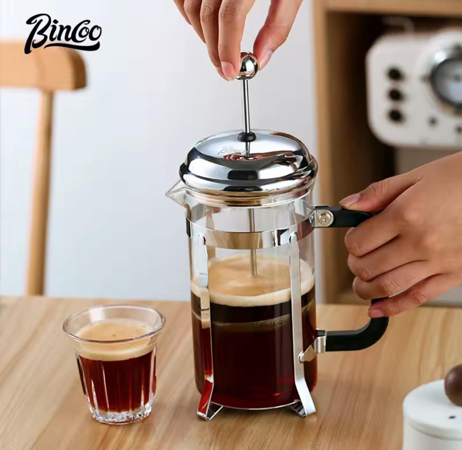 850ml Coffee & Tea French Press Maker - Stainless Steel Glass Plunger & Manual Brewer image