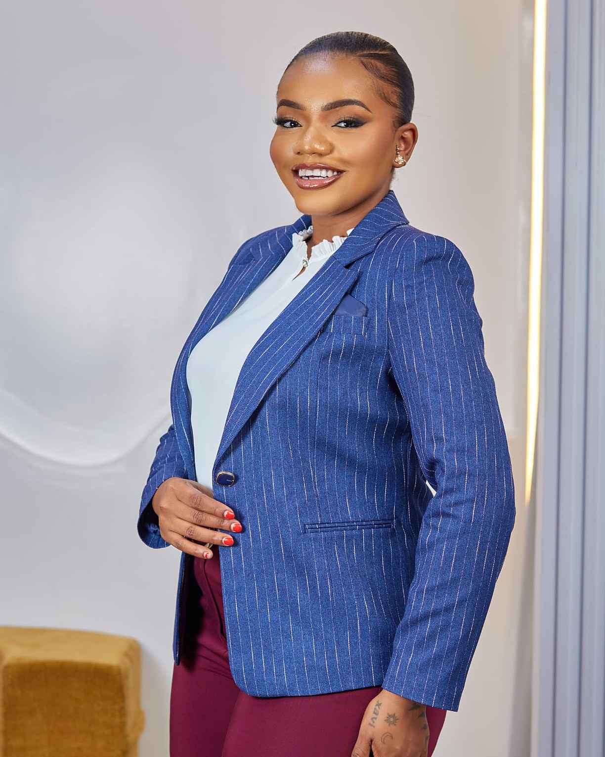 Premium Turkish Blue Striped Blazer image