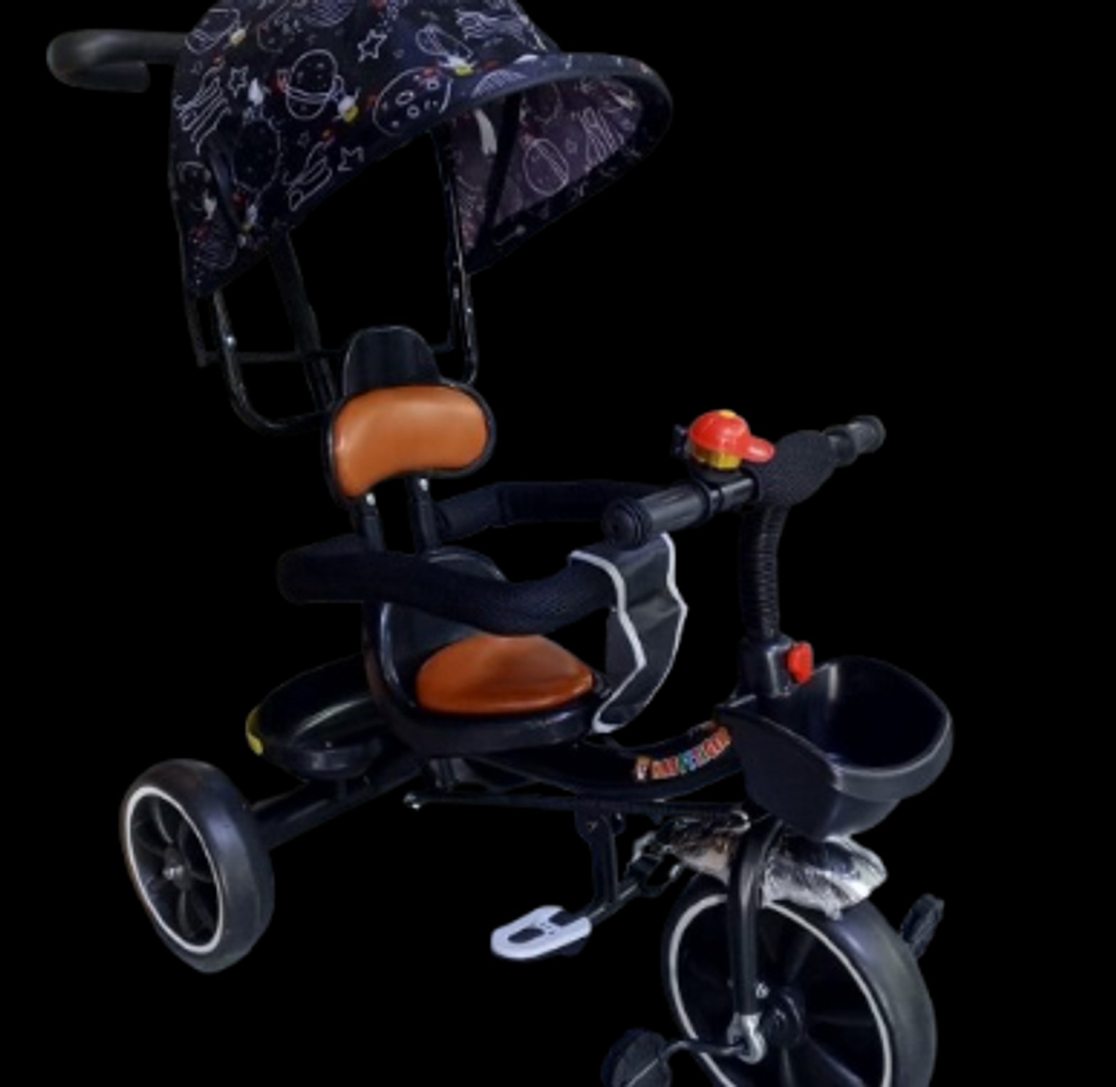 Children's Tricycle with Canopy and Push Handle For Age Between  18 months to 5 years image