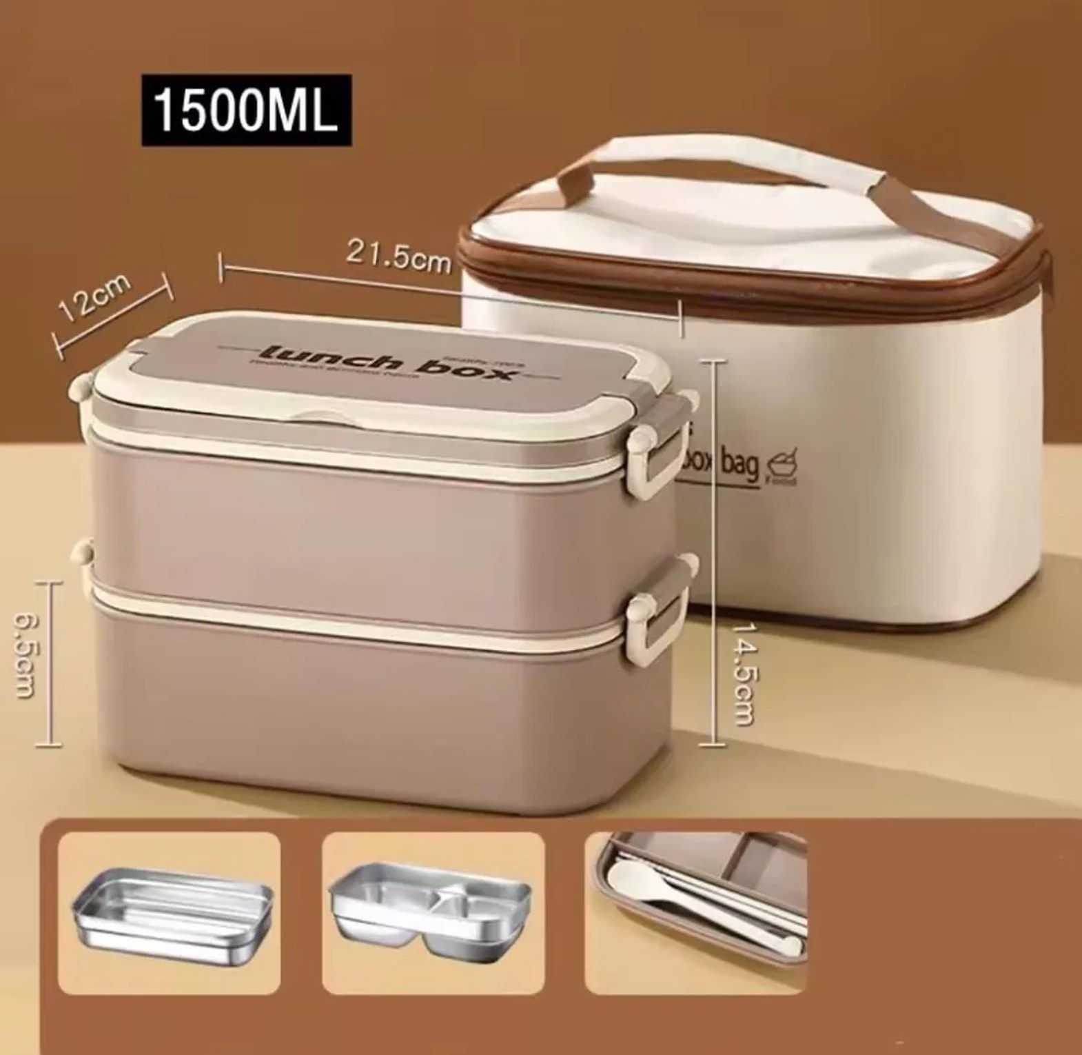 Double-Layered Lunch Box with Matching Insulated Bag image