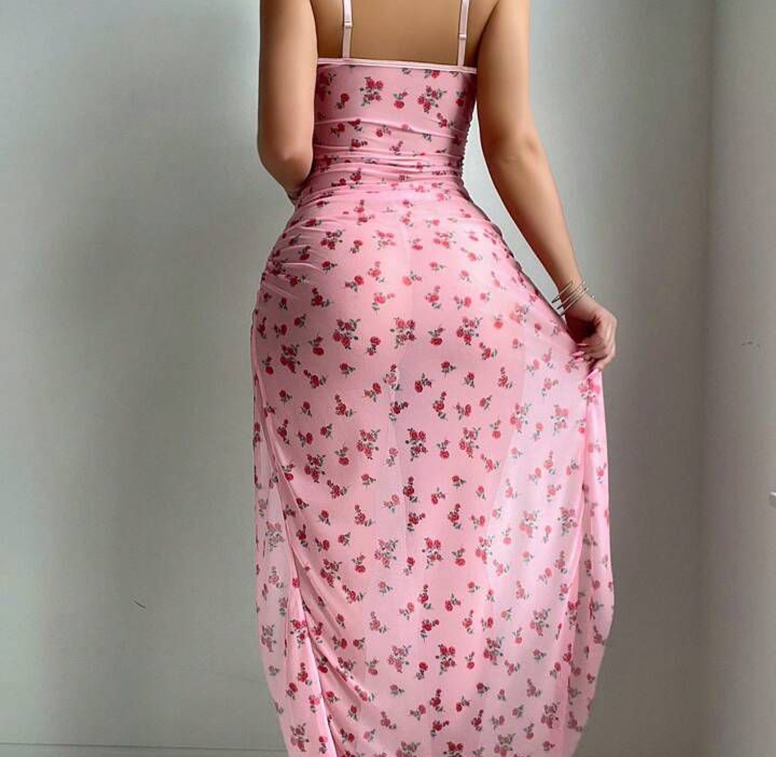 7082 Floral Dress With Side Slits image