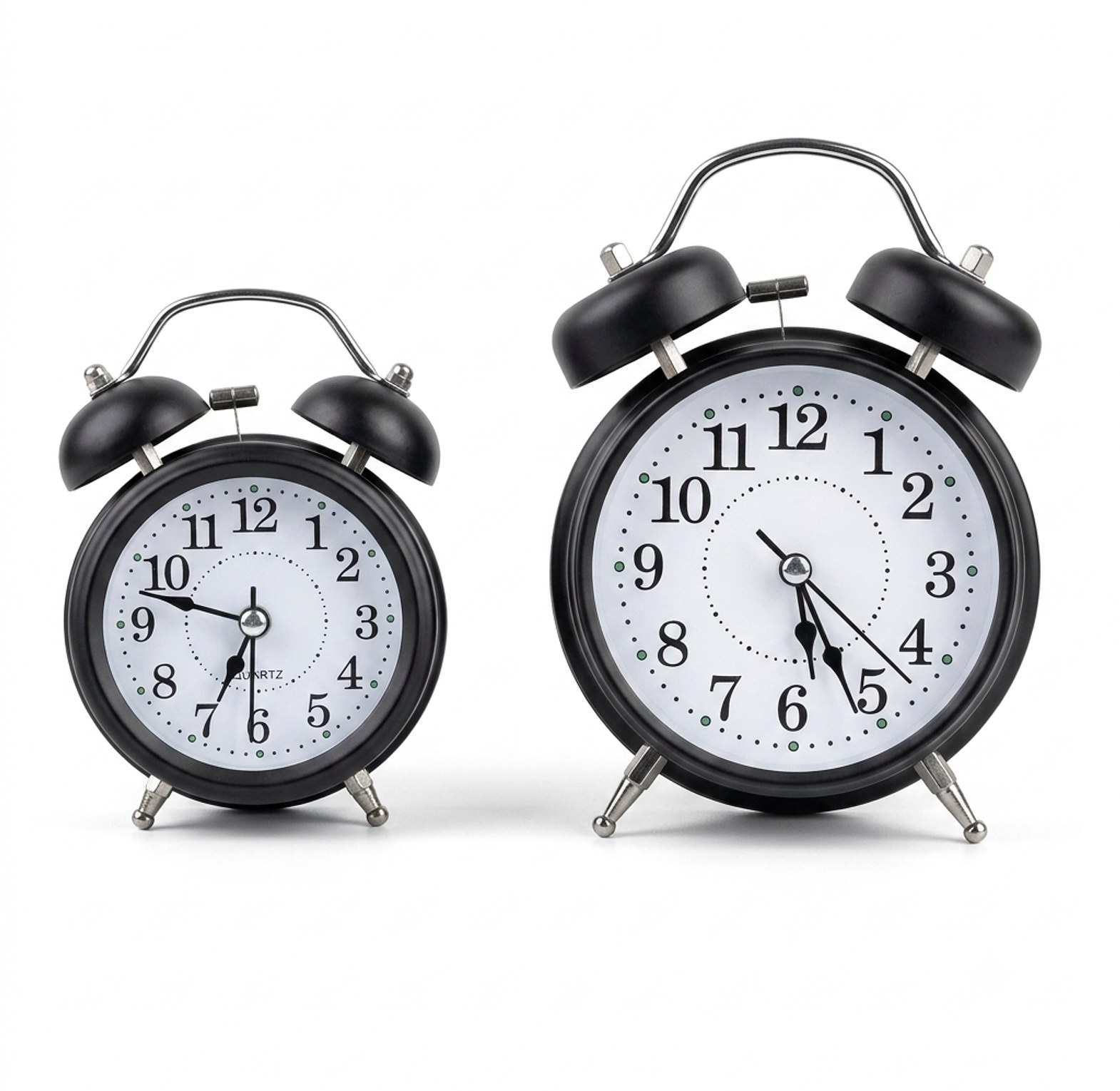 Vintage Twin Bell Loud Alarm Clock for Heavy Sleepers - Matte Black Quartz Desktop Clock image
