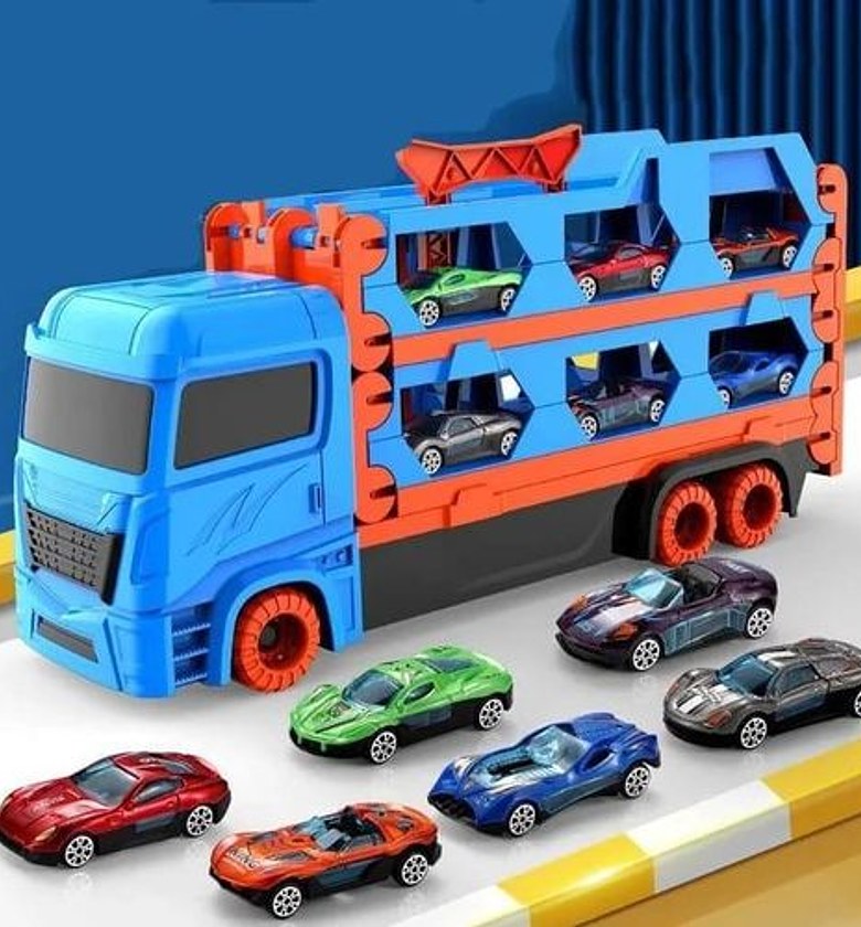 7in1 160 Cm Long Foldable Container Truck With 6 Die Cast Car image