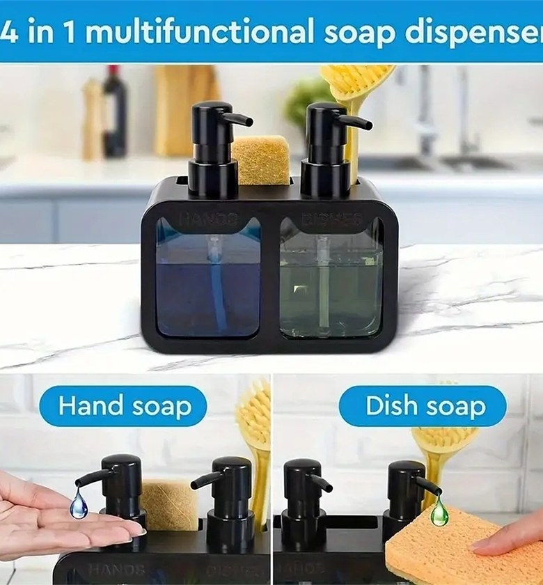 4-in-1 Kitchen Soap Dispenser & Sponge Holder – Compact Sink Organizer image