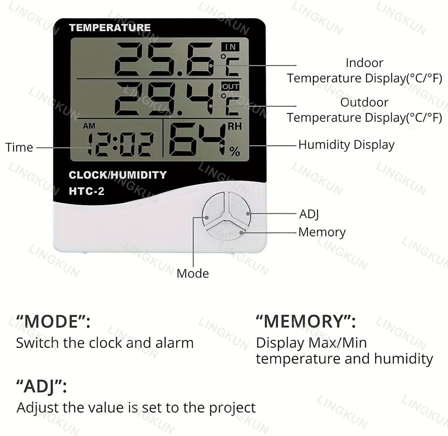 Digital Temperature and Humidity Clock Monitor for Home and Office Use image