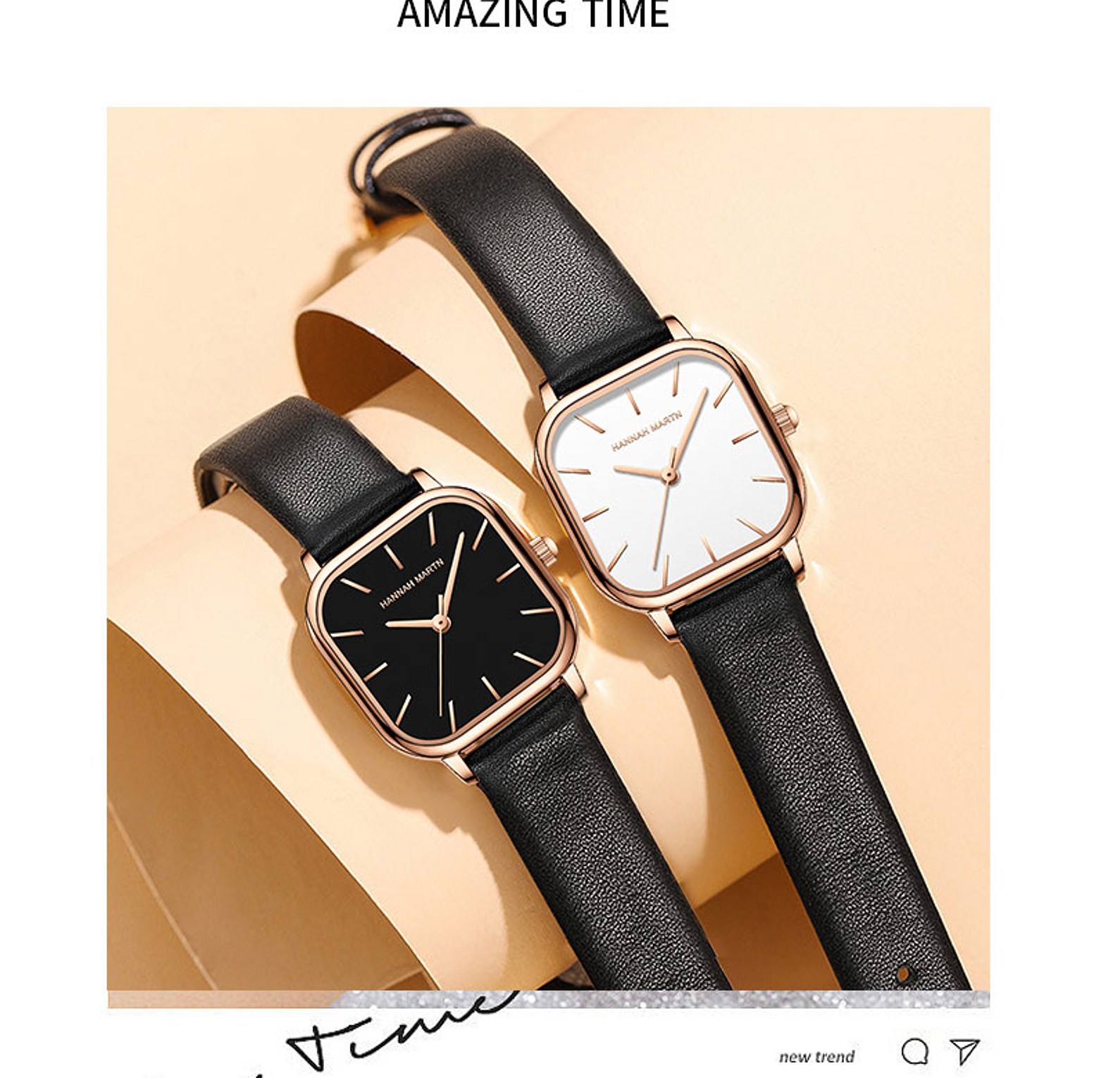 Square Hannah Martin Genuine Leather Watches for ladies/women image