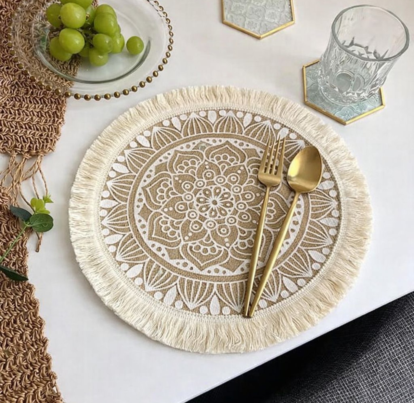 Boho Style Jute Table Place Mats   image