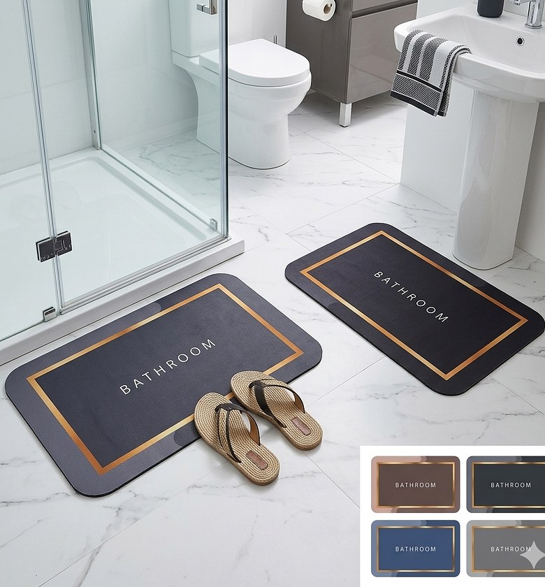 40x60cm Quick Dry Diatomite Bathroom Mat Anti-Slip Water Absorbent Floor Rug - Modern Luxury Design for Homes image